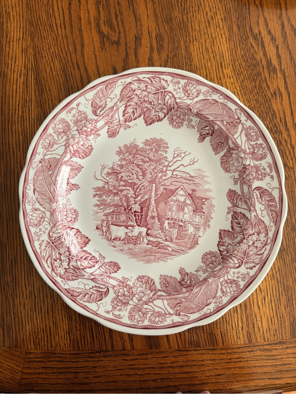 Spode Red Transferware Scenic Dinner Plate